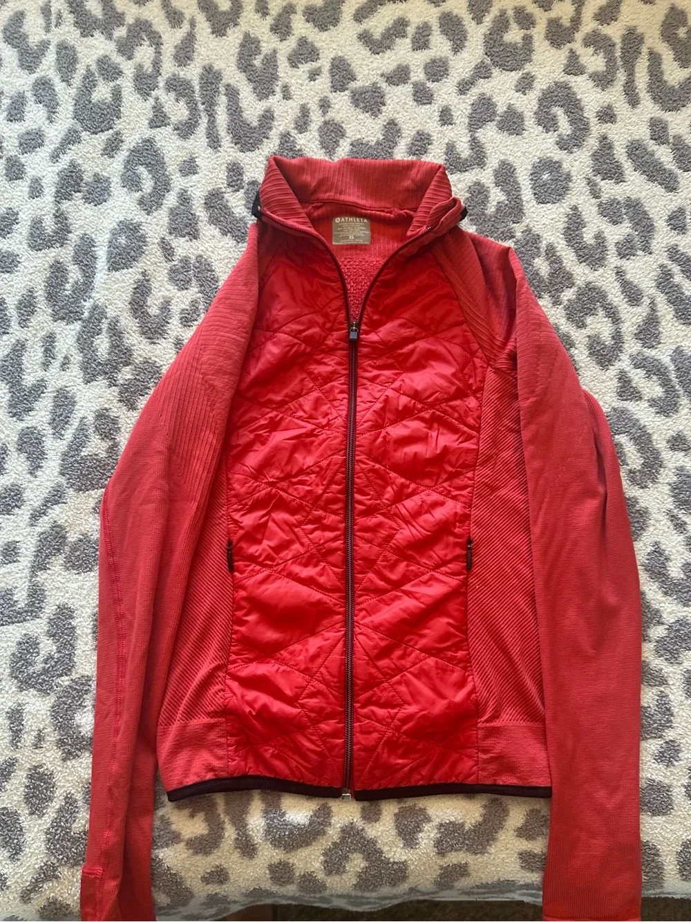 Athleta Vibrant Red Quilted Zip-Front Jacket